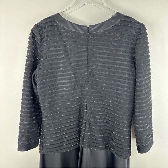 JS Collections Black Satin Gown W/Square Neckline and Subtle Sparkle Top Sz 14 - Picture 4 of 14